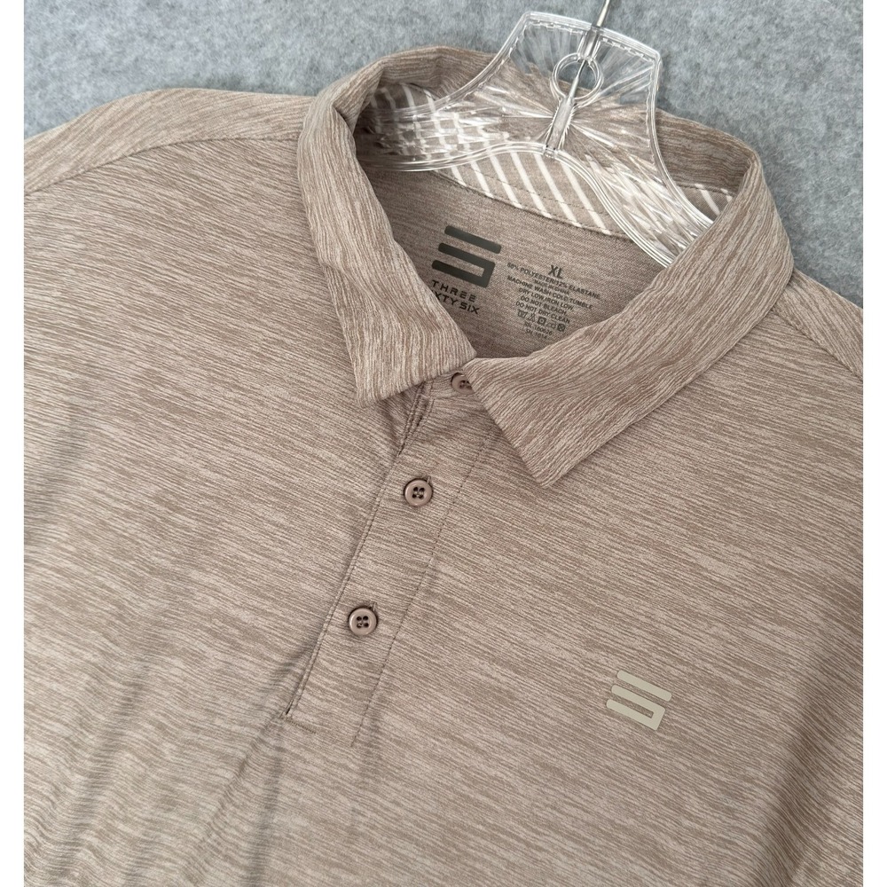 NEW! Three Sixty Six Golf Polo Shirt Mens XL Light Brown Stretch Short Sleeve